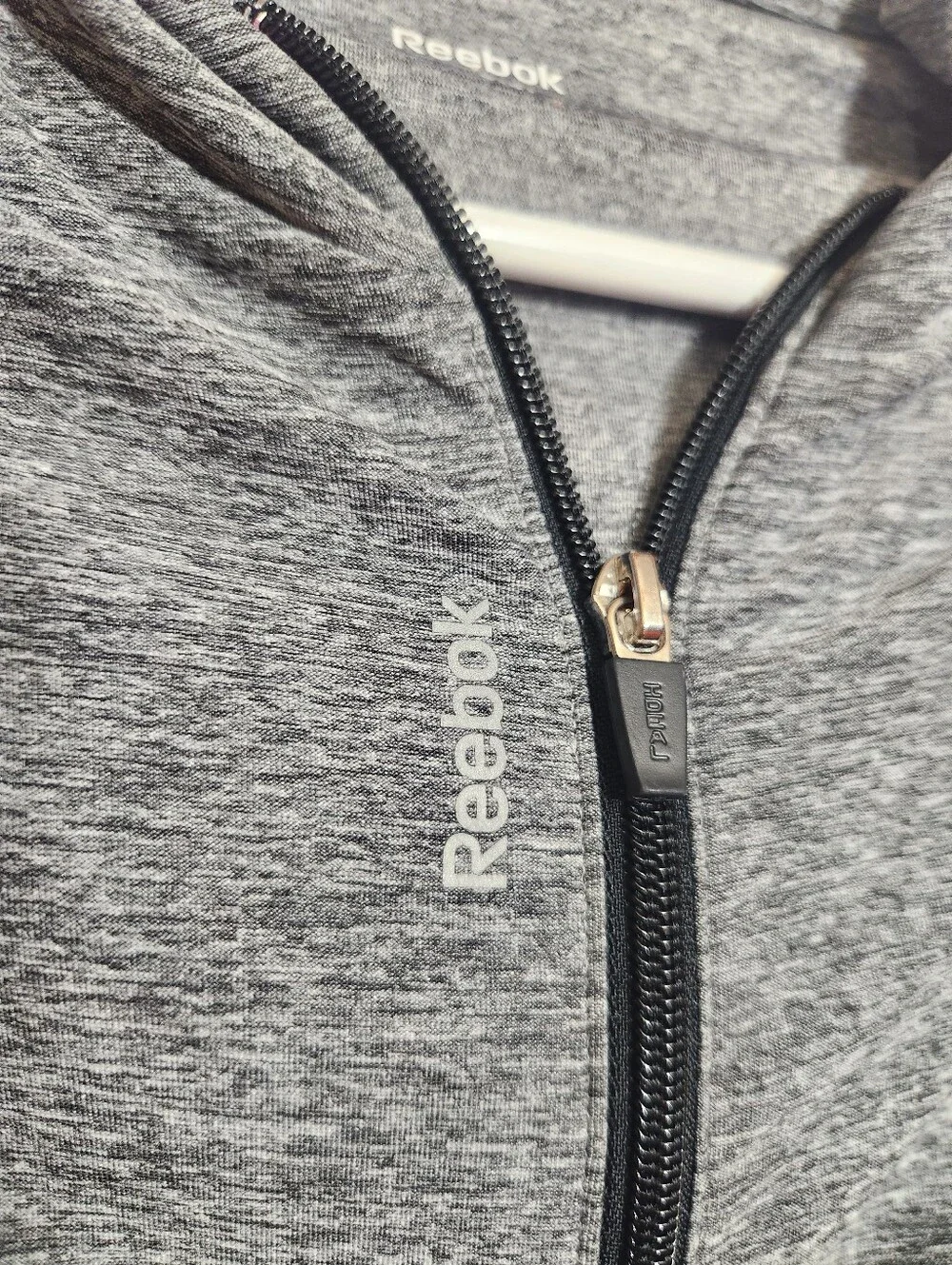 Reebok Girls XS (6-8) Heather Gray And Pink Zip Up Jacket With Hood